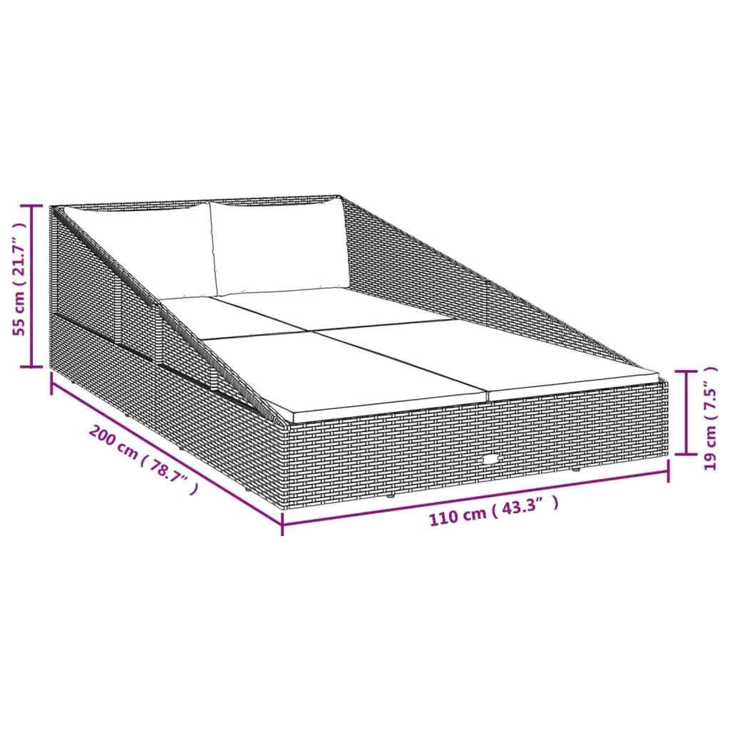 Garden Bed Brown 110x200 cm Poly Rattan