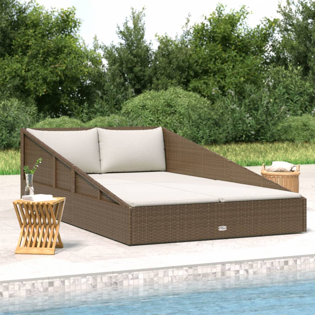 Garden Bed Brown 110x200 cm Poly Rattan