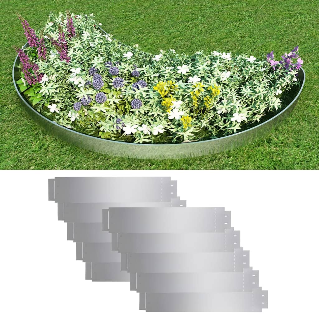 Lawn Fence 10 pcs Galvanised Steel 100x20 cm