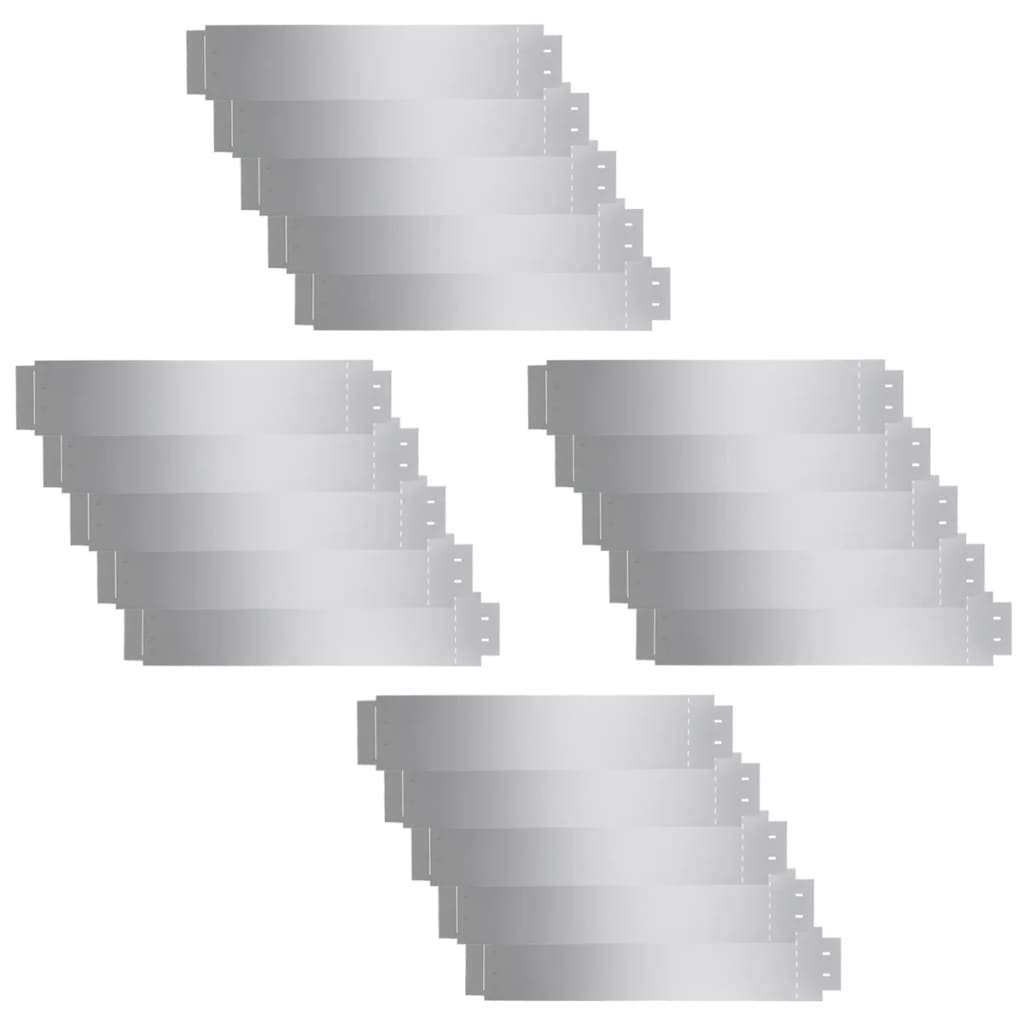 Lawn Fence 20 pcs Galvanised Steel 100x20 cm