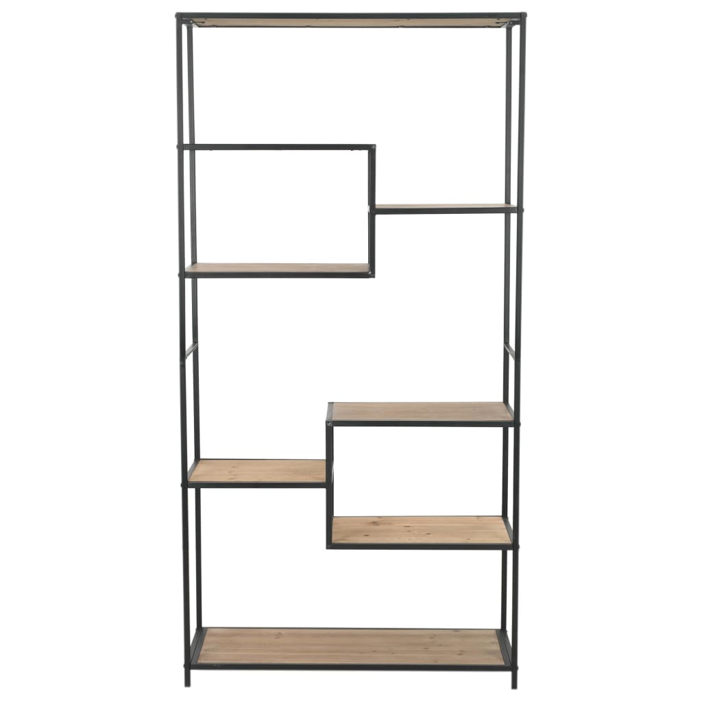 Bookcase Solid Firwood and Steel 90.5x35x180 cm