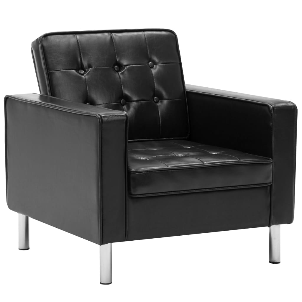 Armchair Black Faux Leather