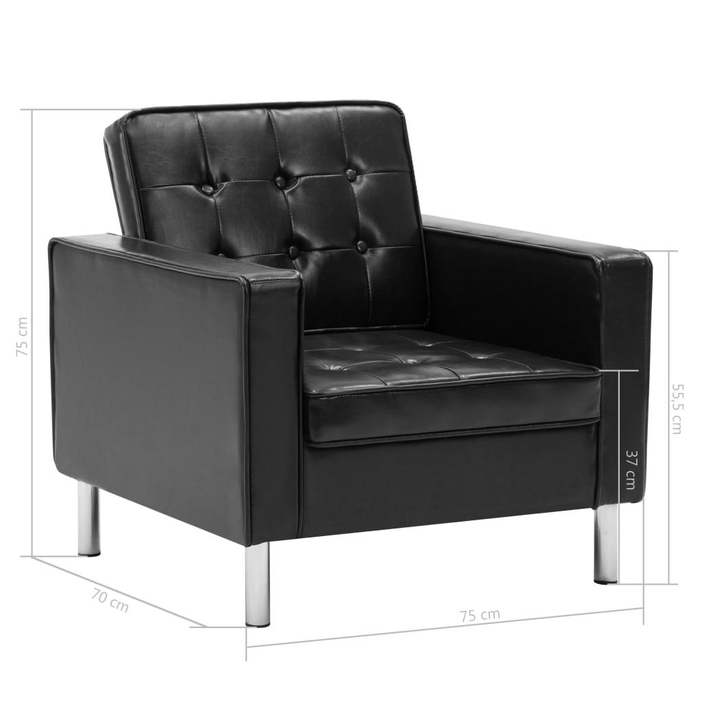 Armchair Black Faux Leather
