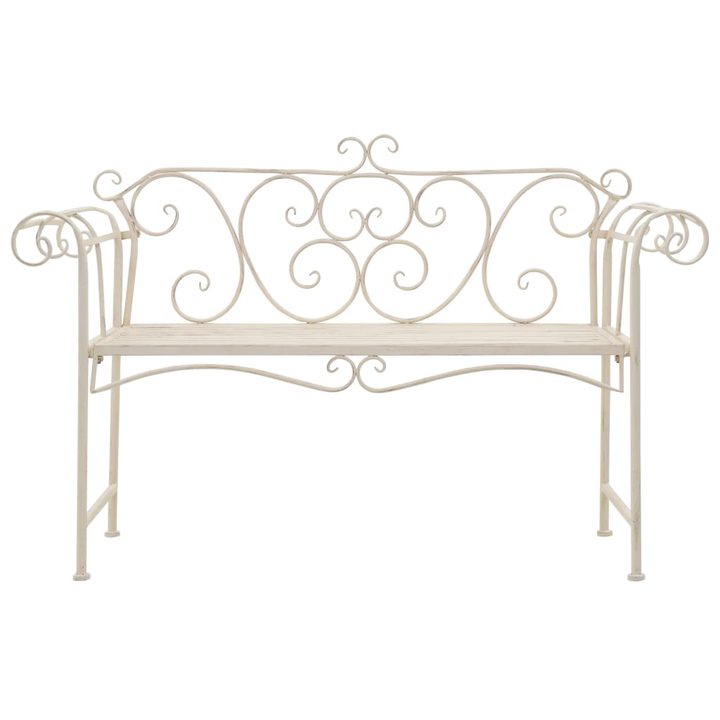 Garden Bench 132 cm Metal Antique White