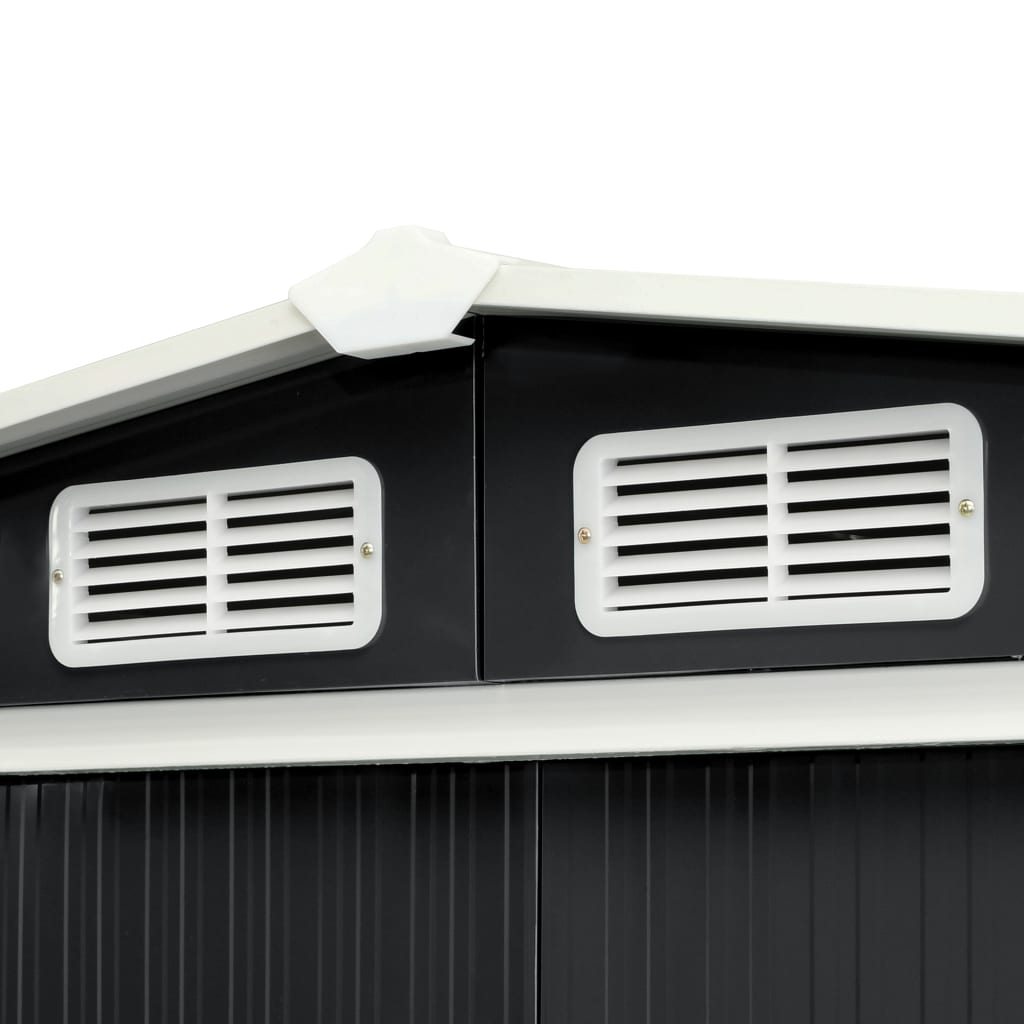 Garden Shed with Sliding Doors Anthracite 386x131x178 cm Steel