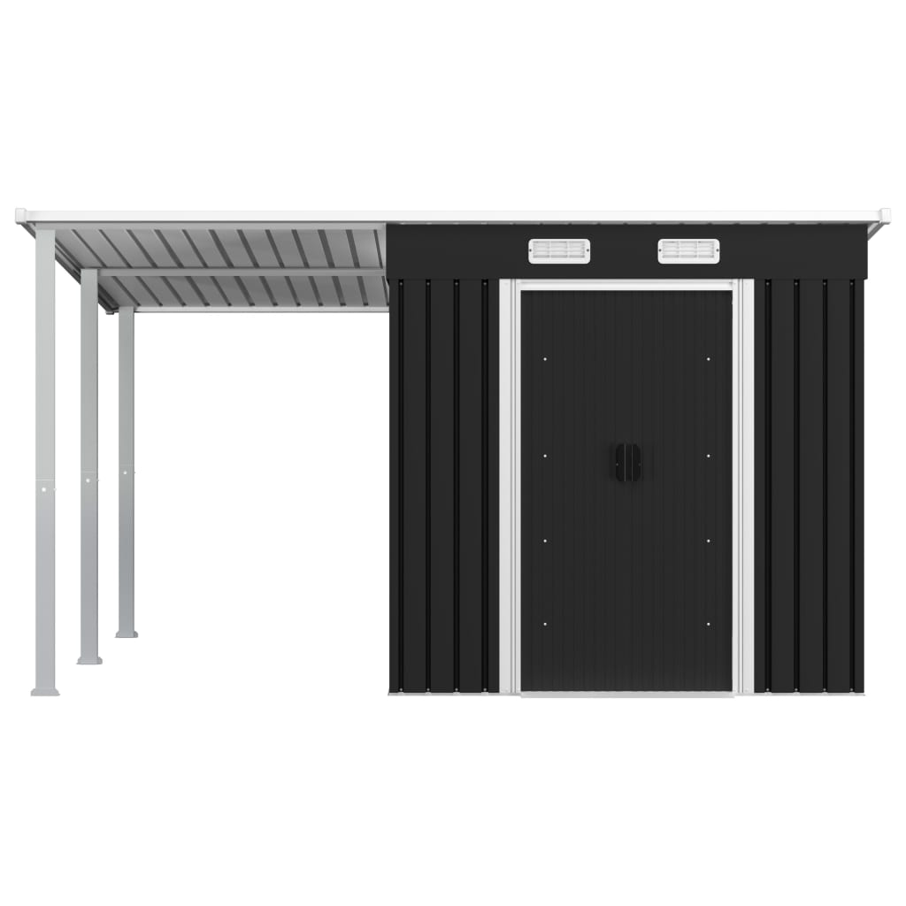 Garden Shed with Extended Roof Anthracite 346x236x181 cm Steel