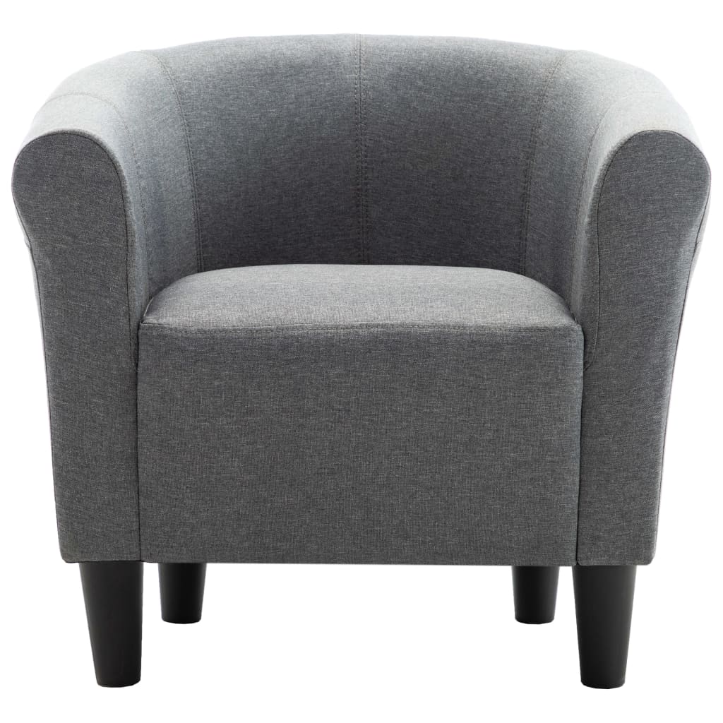 2 Piece Armchair and Stool Set Light Grey Fabric