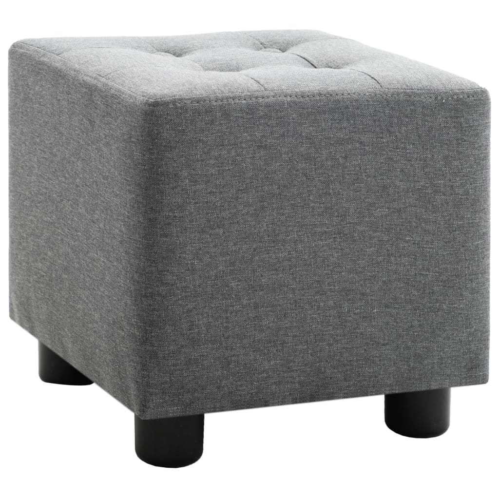 2 Piece Armchair and Stool Set Light Grey Fabric