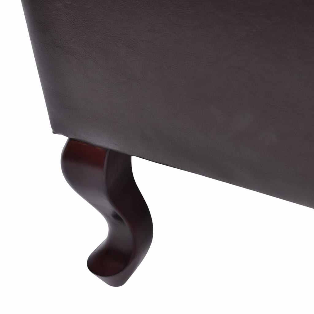 Armchair with Footstool Dark Brown Faux Leather