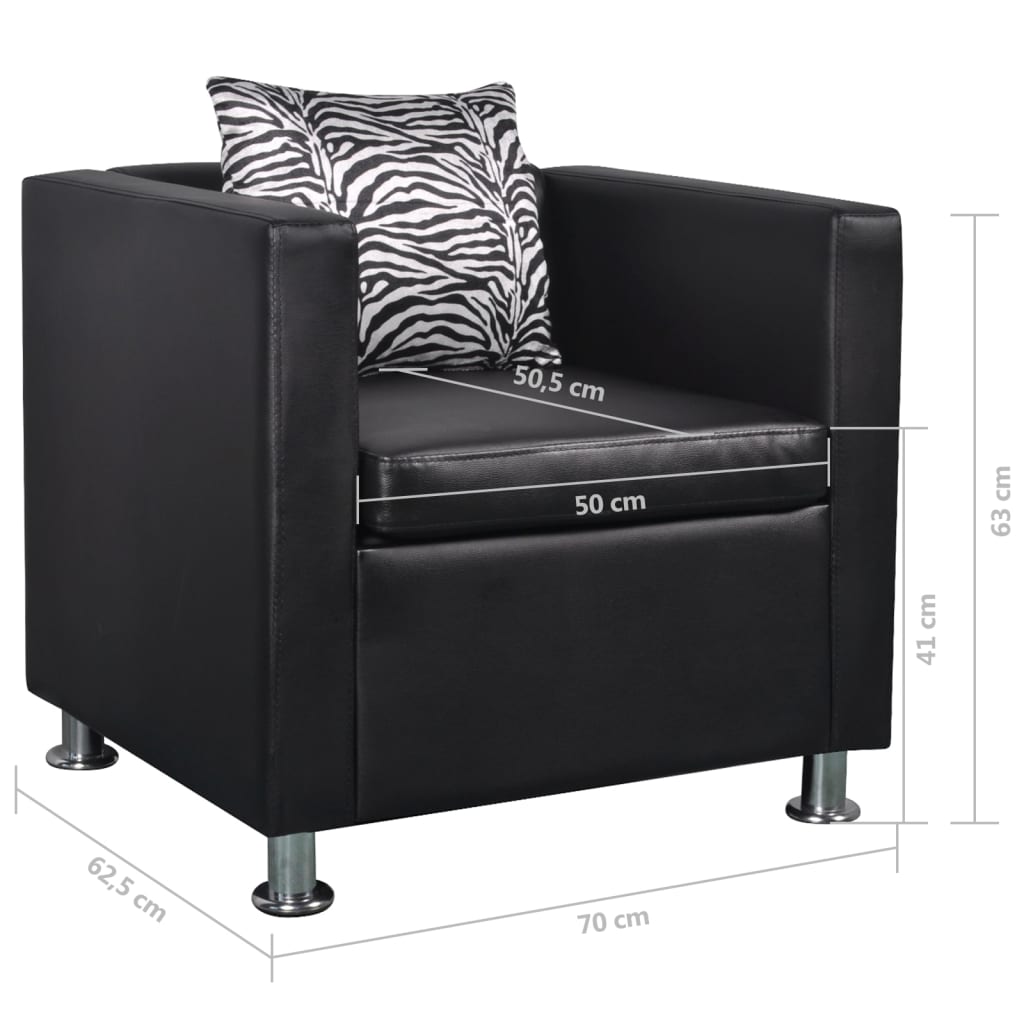 Armchair Black Faux Leather