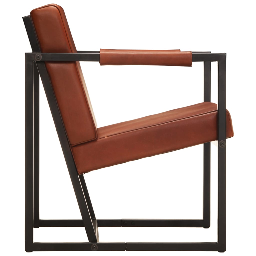 Armchair Brown Real Leather