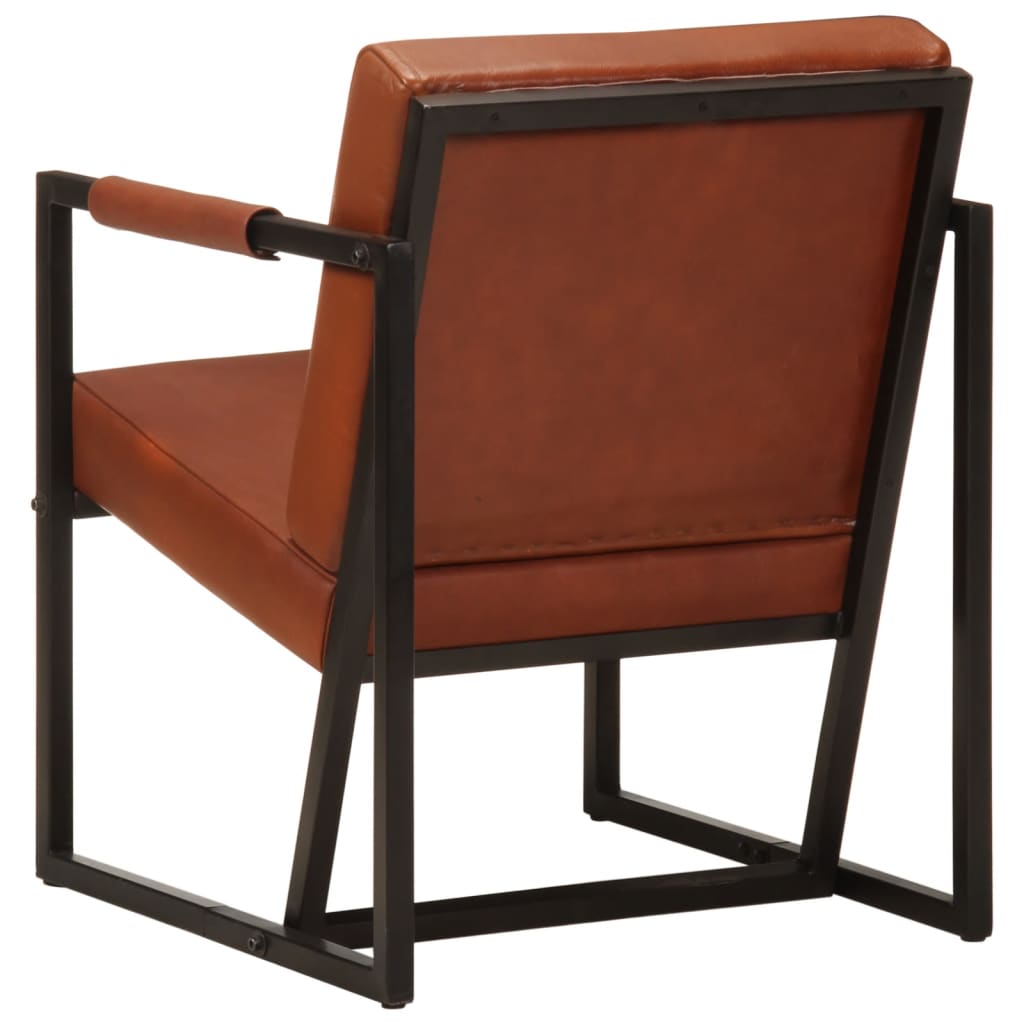 Armchair Brown Real Leather
