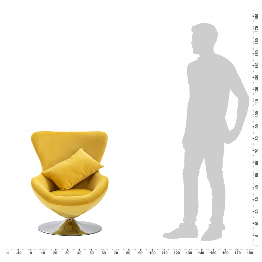 Swivel Egg Chair with Cushion Yellow Velvet