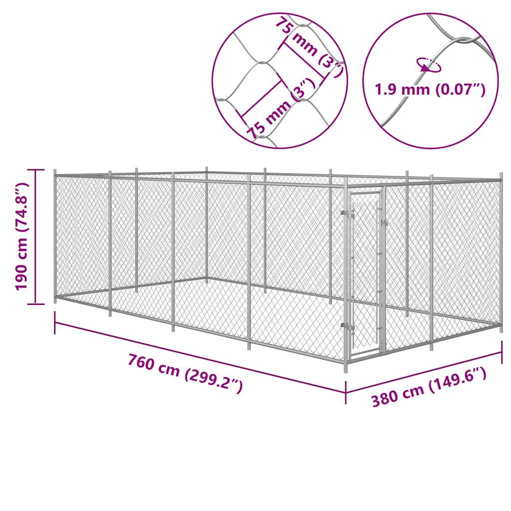 Outdoor Dog Kennel 7.6x3.8x1.9 m
