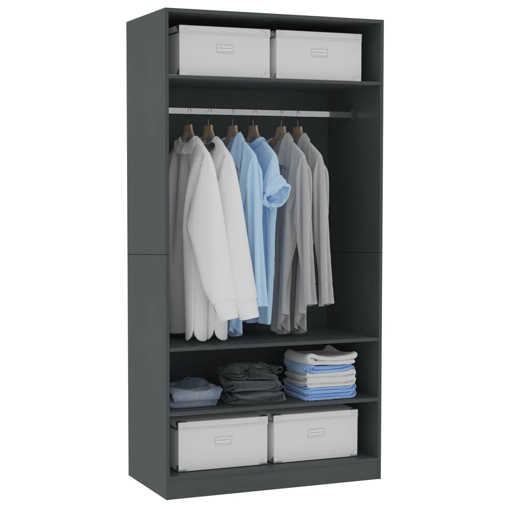 Wardrobe Grey 100x50x200 cm Engineered Wood