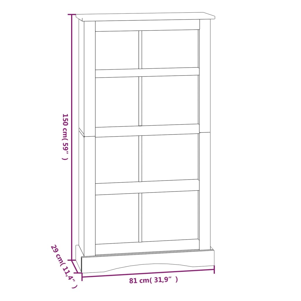 4-Tier Bookcase Mexican Pine Corona Range White 80x29x150 cm