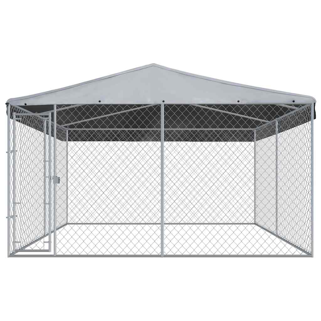 Outdoor Dog Kennel with Roof 382x382x225 cm