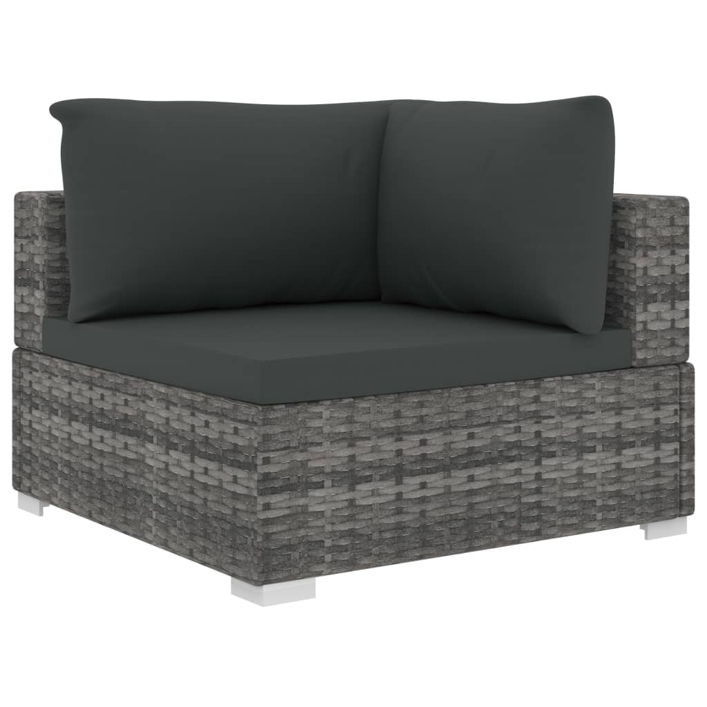 9 Piece Garden Lounge Set with Cushions Poly Rattan Grey