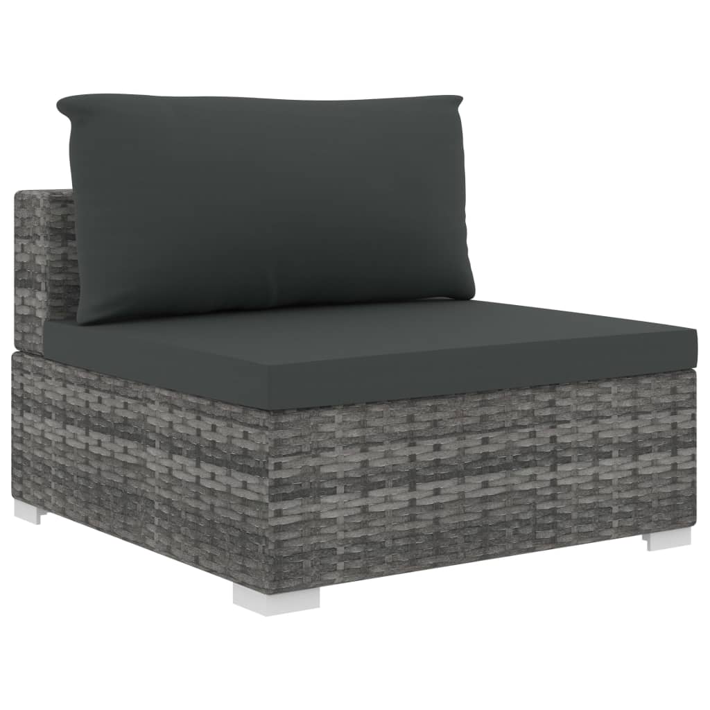 9 Piece Garden Lounge Set with Cushions Poly Rattan Grey