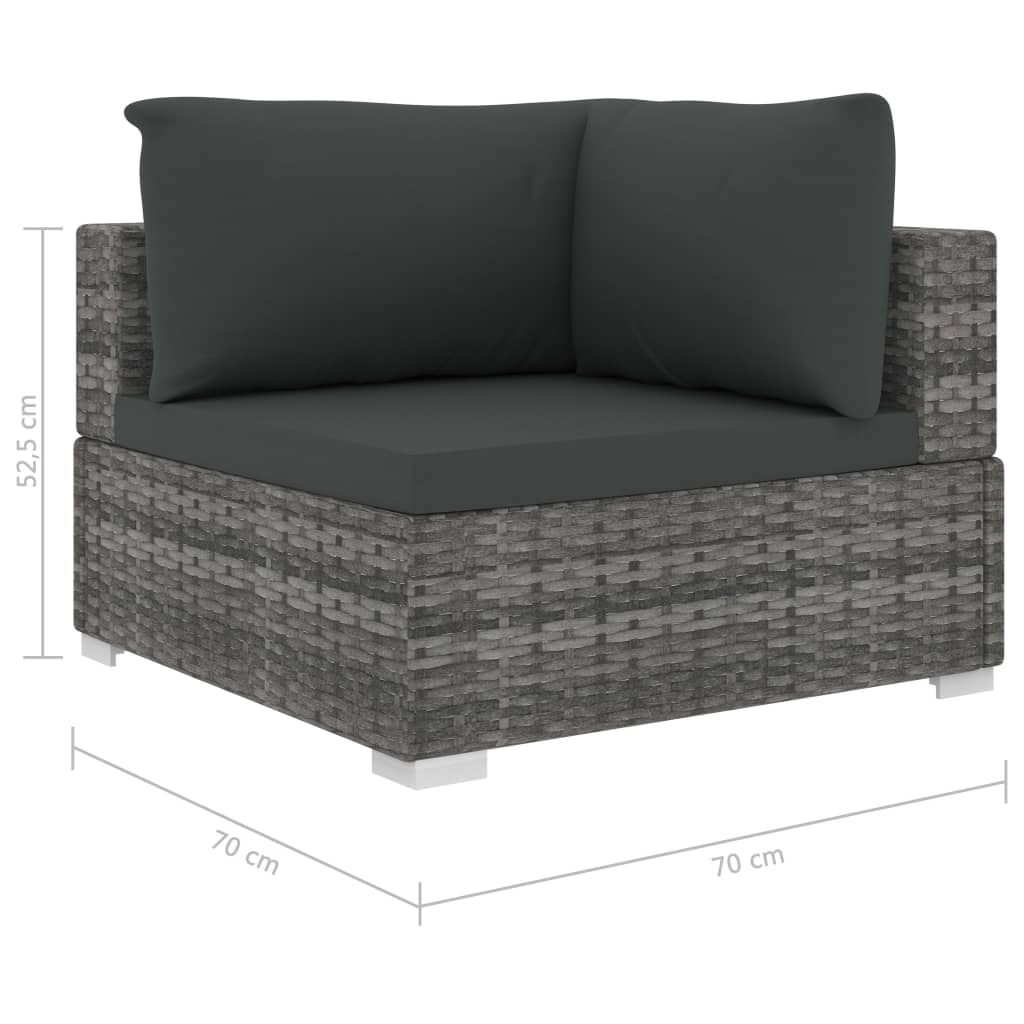 9 Piece Garden Lounge Set with Cushions Poly Rattan Grey
