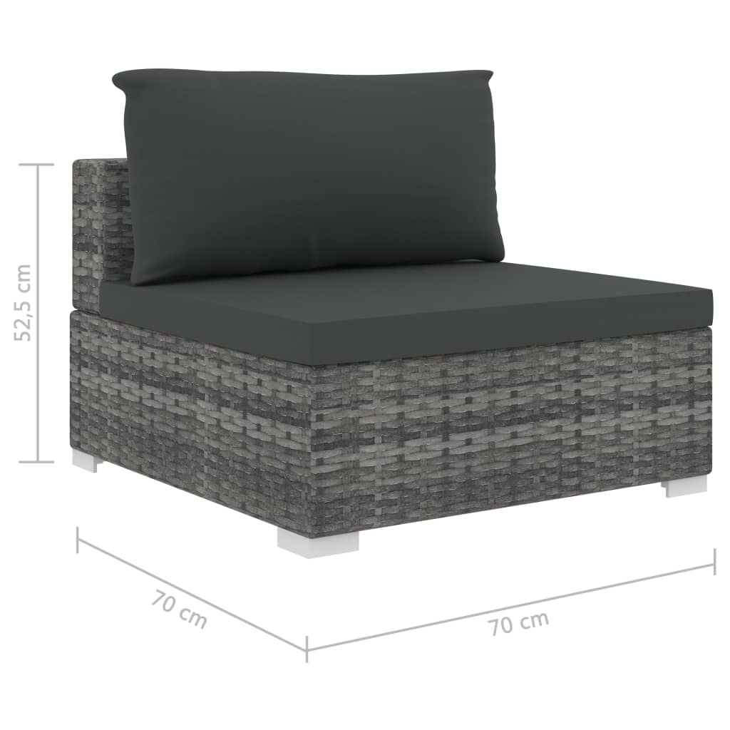 9 Piece Garden Lounge Set with Cushions Poly Rattan Grey