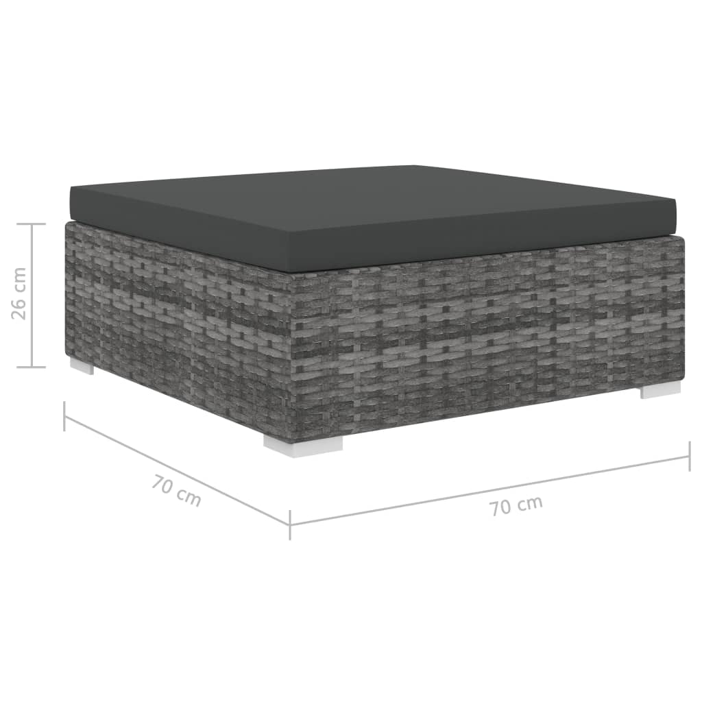 9 Piece Garden Lounge Set with Cushions Poly Rattan Grey