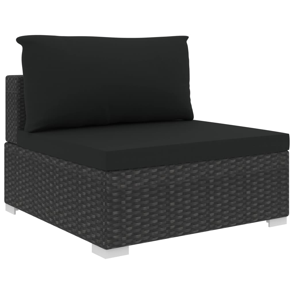 4 Piece Garden Lounge Set with Cushions Poly Rattan Black