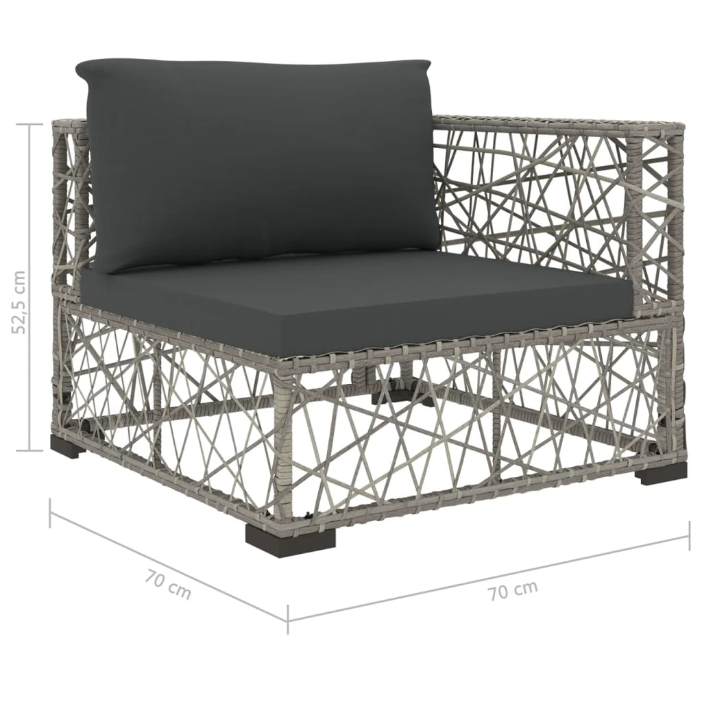 6 Piece Garden Lounge Set with Cushions Poly Rattan Grey