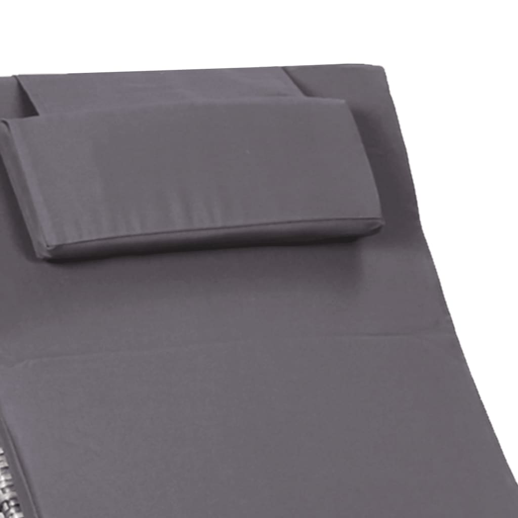 Sunbed with Cushion Poly Rattan Grey