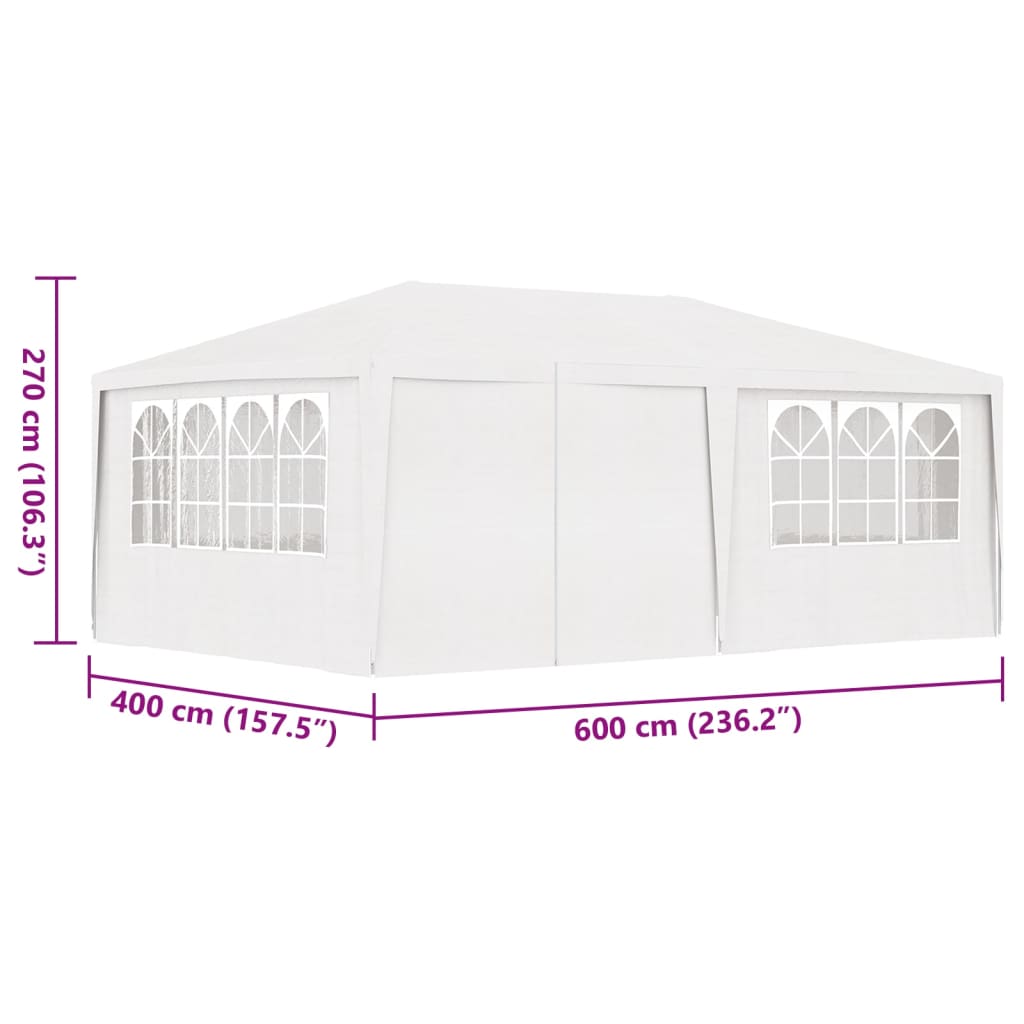 Professional Party Tent with Side Walls 4x6 m White 90 g/m²