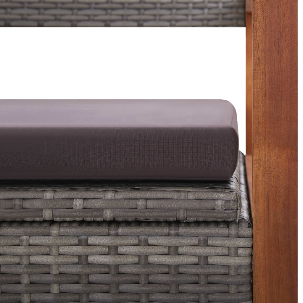 Storage Bench 115 cm Poly Rattan and Solid Acacia Wood Grey