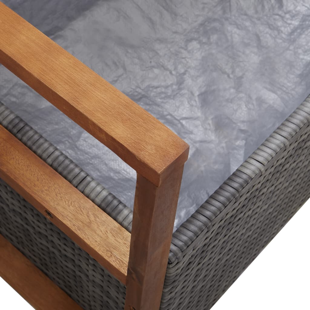 Storage Bench 115 cm Poly Rattan and Solid Acacia Wood Grey