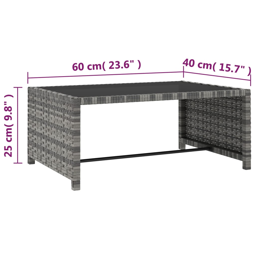 Reclining Garden Chairs 2 pcs with Table Grey Poly Rattan