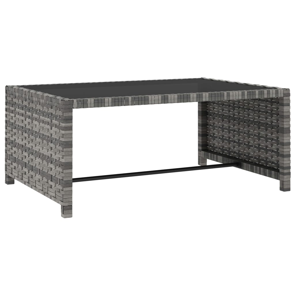 Reclining Garden Chairs 2 pcs with Table Grey Poly Rattan