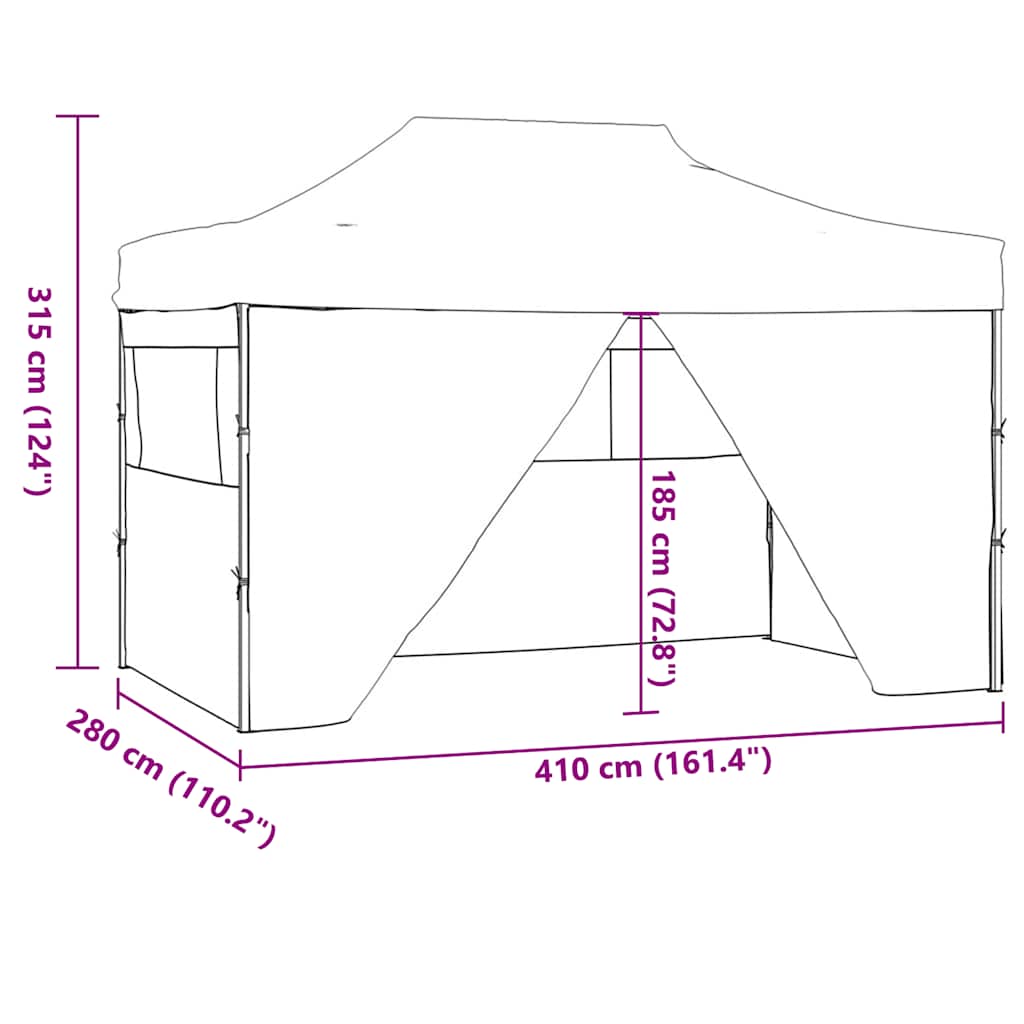 Professional Folding Party Tent with 4 Sidewalls 3x4 m Steel Cream