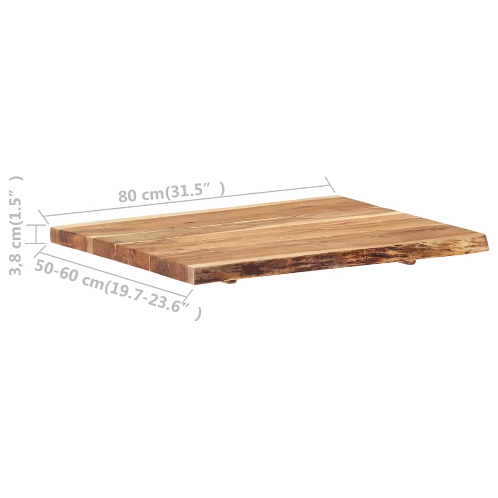 Table Top Solid Acacia Wood 80x(50-60)x3.8 cm