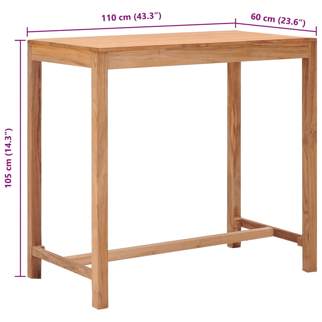 Garden Bar Table 110x60x105 cm Solid Teak Wood