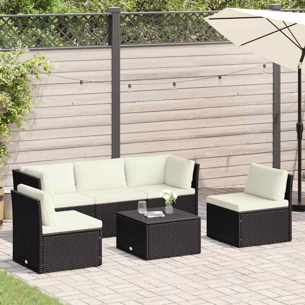 4 Piece Garden Lounge Set with Cushions Poly Rattan Brown