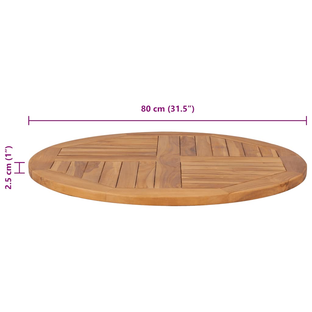 Table Top Solid Teak Wood Round 2.5 cm 80 cm
