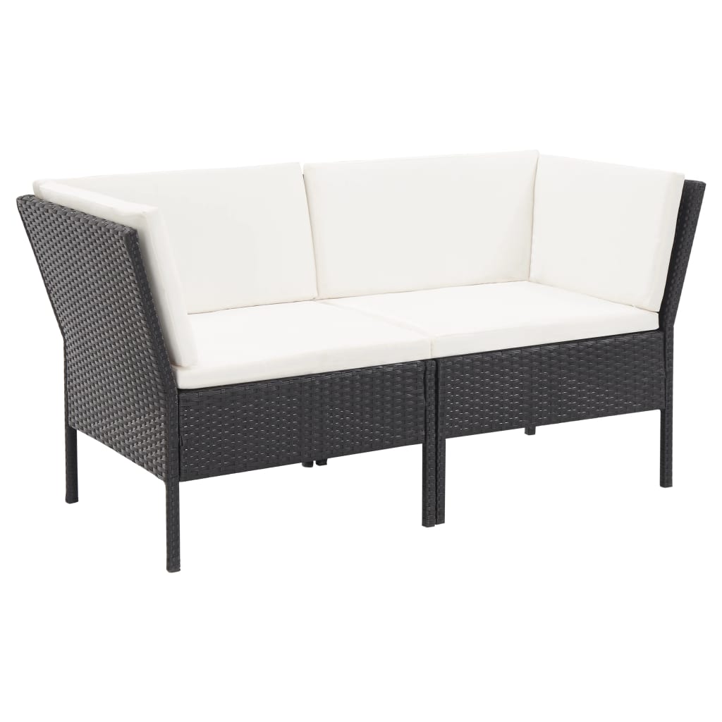 6 Piece Garden Lounge Set with Cushions Poly Rattan Black