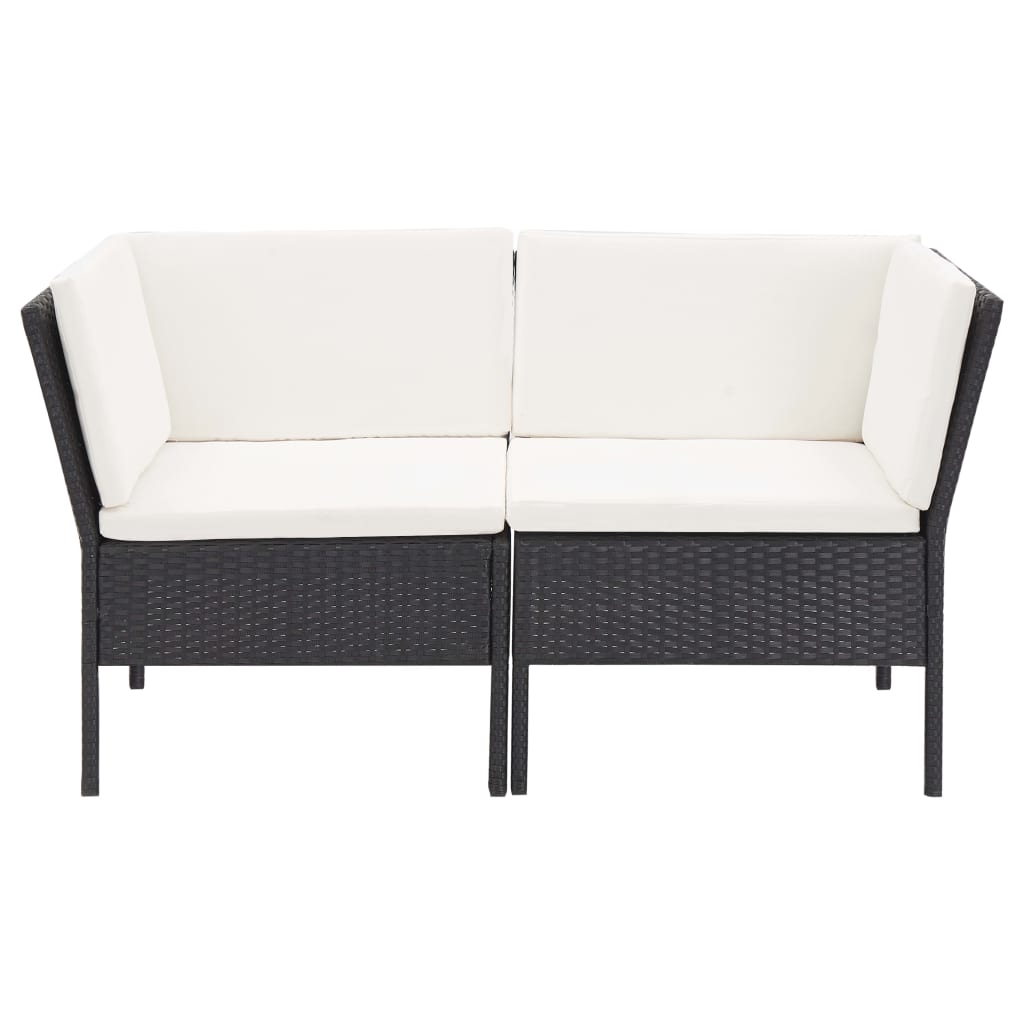 6 Piece Garden Lounge Set with Cushions Poly Rattan Black