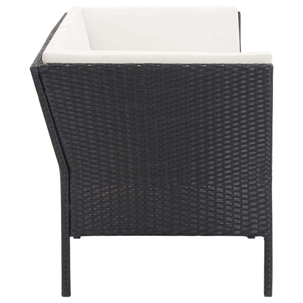 6 Piece Garden Lounge Set with Cushions Poly Rattan Black
