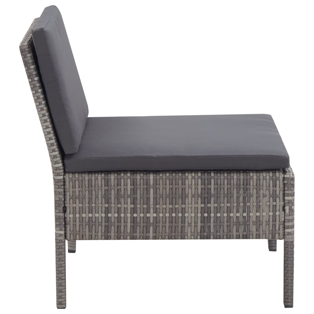 3 Piece Garden Lounge Set with Cushions Poly Rattan Grey