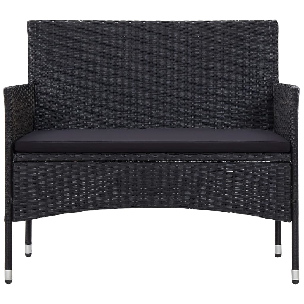 4 Piece Garden Lounge Set with Cushions Poly Rattan Black