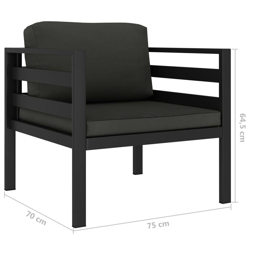 5 Piece Garden Sofa Set with Cushions Aluminium Anthracite