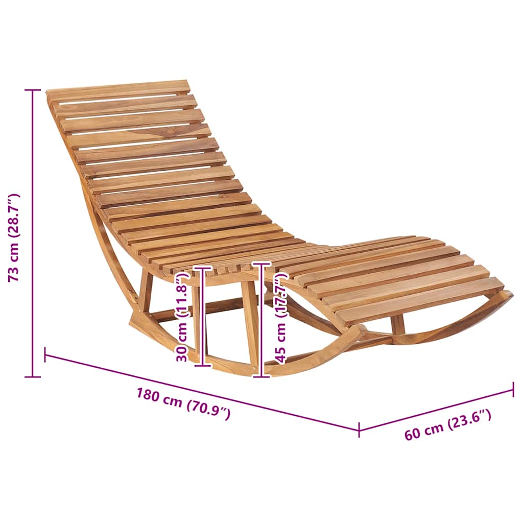Rocking Sunlounger Solid Teak Wood