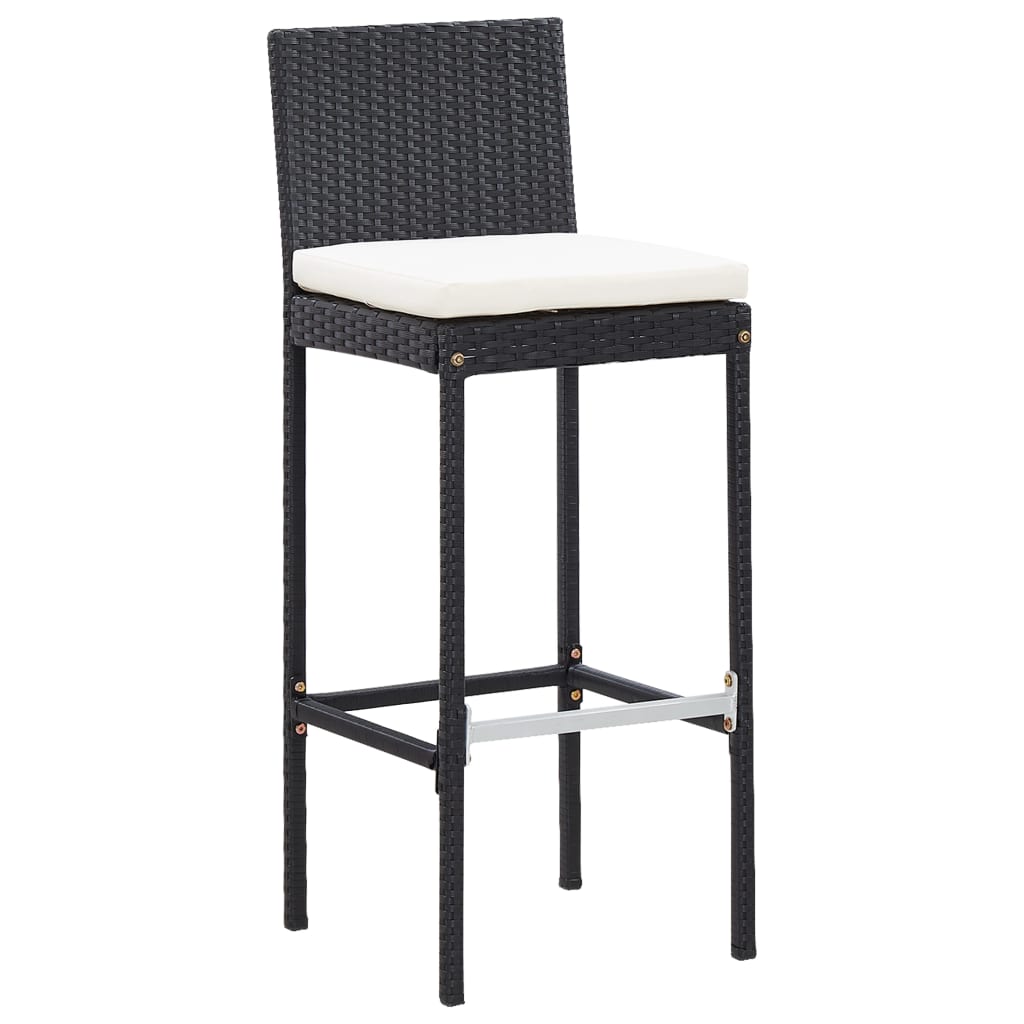 9 Piece Outdoor Bar Set Poly Rattan and Acacia Wood Black