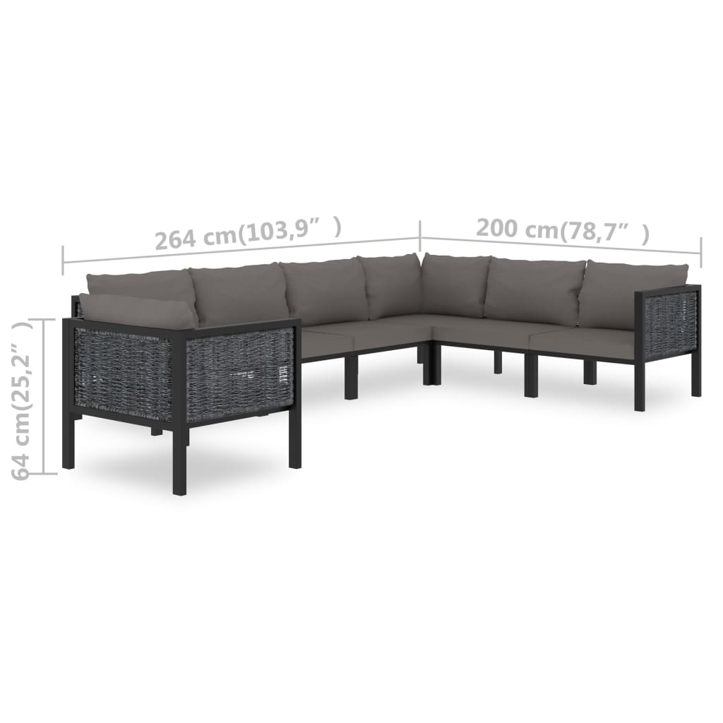 7 Piece Garden Lounge Set with Cushions Poly Rattan Anthracite