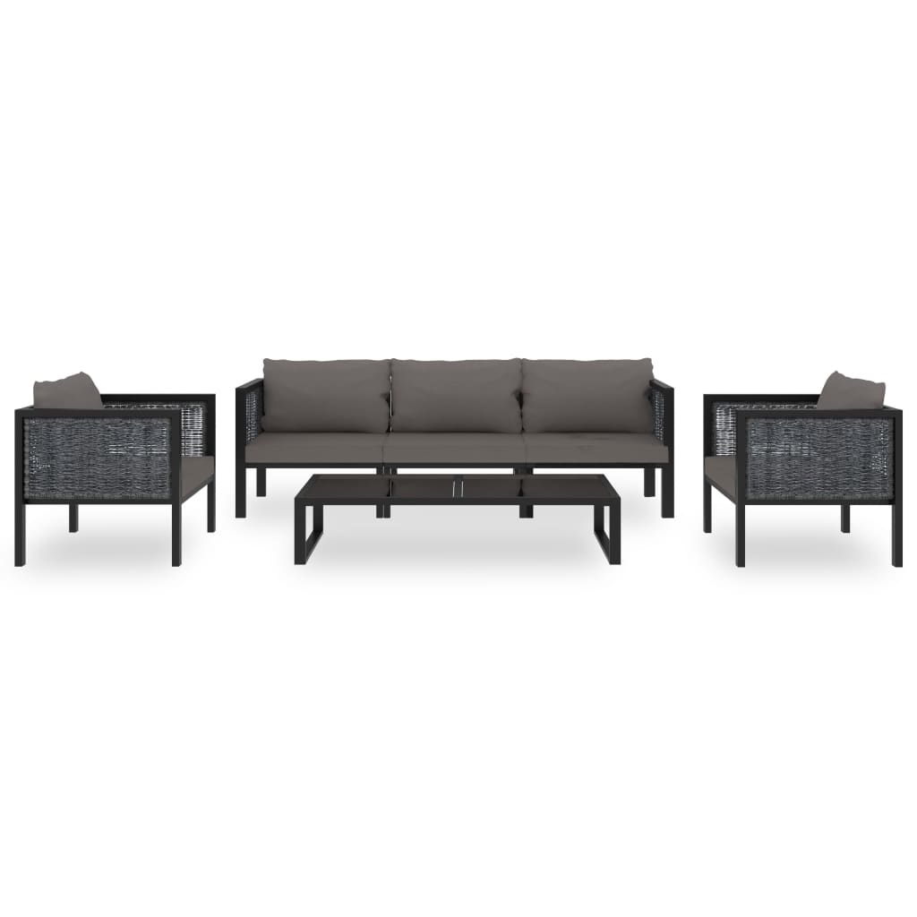6 Piece Garden Lounge Set with Cushions Poly Rattan Anthracite