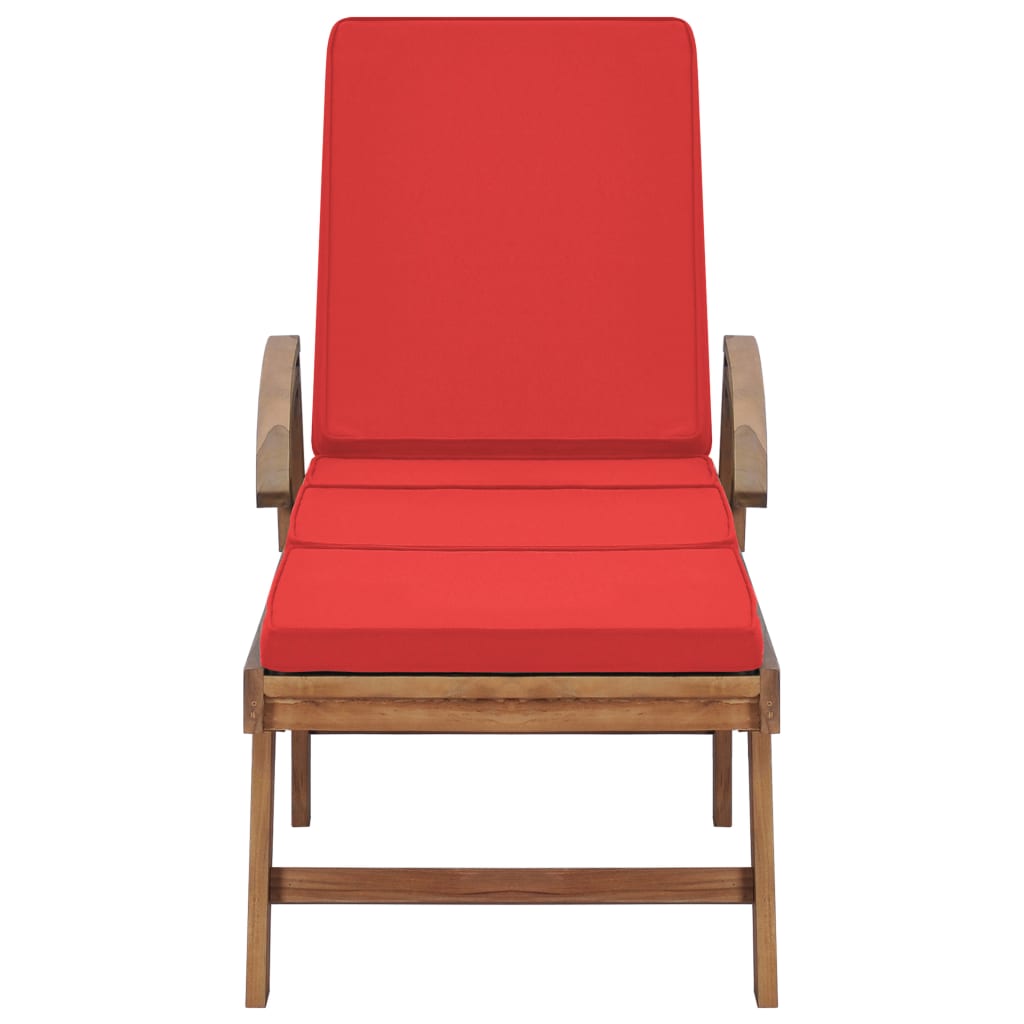 Sun Loungers with Cushions 2 pcs Solid Teak Wood Red